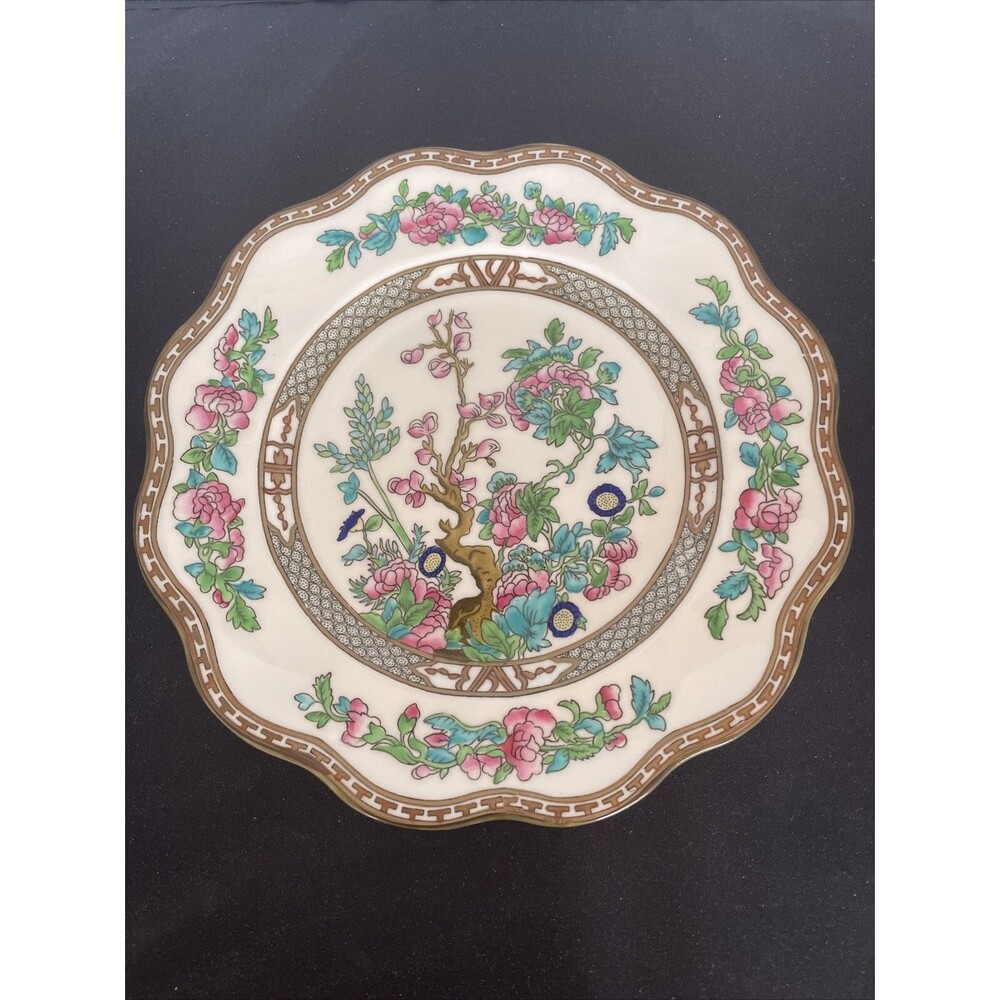 Coalport  Indian Tree England Porcelain Scalloped Luncheon Plate 8 7/8"